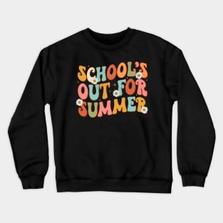 Retro Groovy School's Out For Summer Graduation Teacher Kids Crewneck Sweatshirt